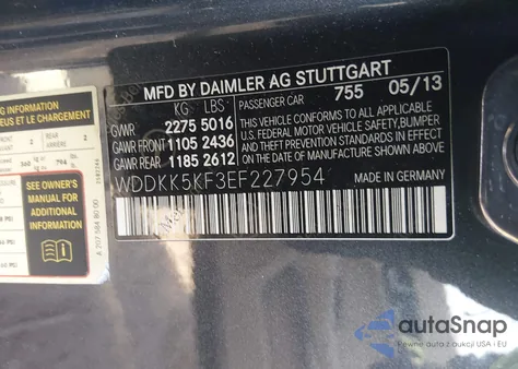 2014 Mercedes-Benz E 350 from USA, damaged, VIN WDDKK5KF3EF227954